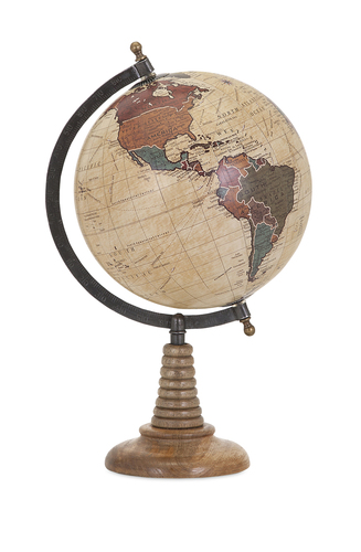 Details about   Antique nautical tabletop world map globe with brass base desk top table decor 